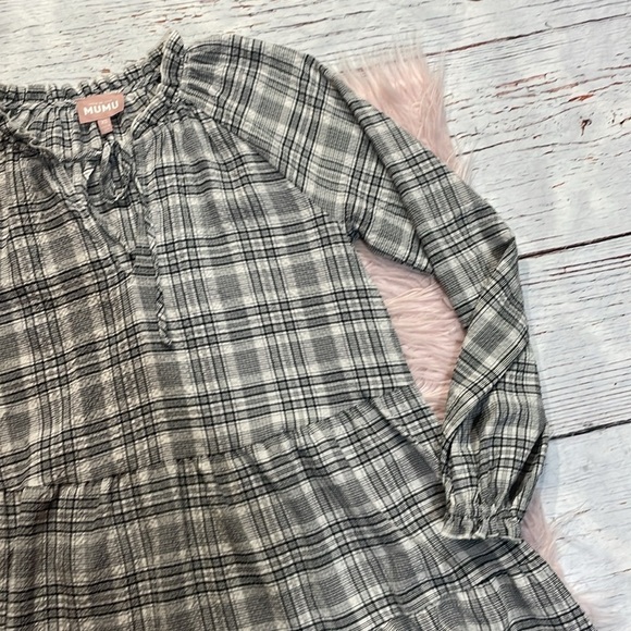 Show Me Your MUMU Birdie Mini Dress in Windowpane Plaid - Picture 7 of 9